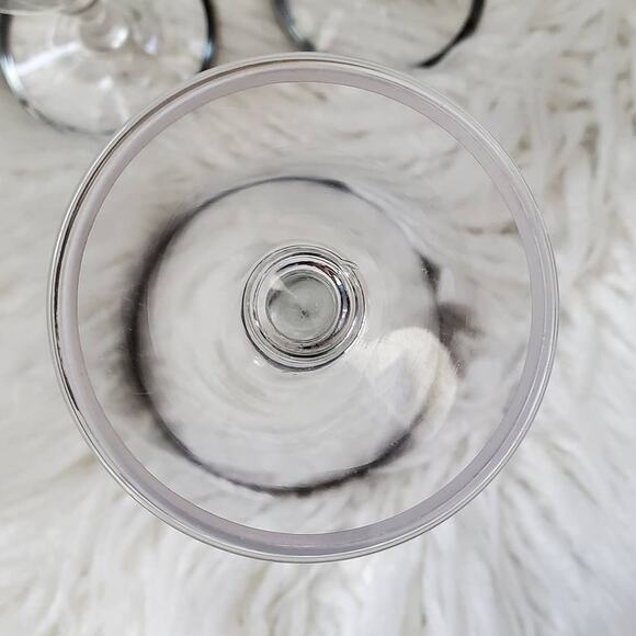 Hawkes Crystal Goblet Wine Glass Sterling Band Rimmed Signed Art Deco Set of 2 - Picture 9 of 12